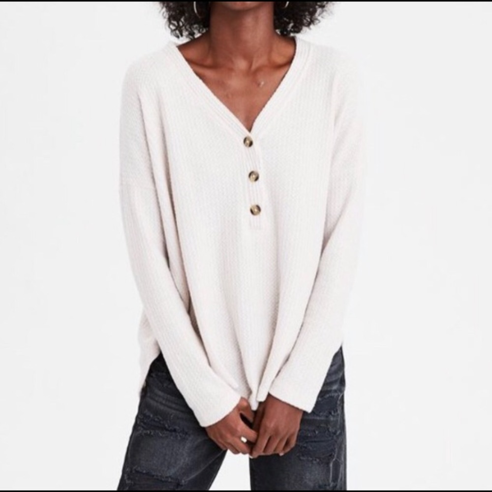 Soft and Sexy American Eagle Waffle Henley